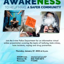 Irvine PD Virtual Presentation – Increase  Your Awareness To Help Make A Safer Community